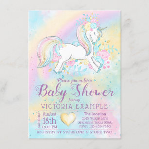 Regenboog Eenhoorn Baby Shower Uitnodigingen