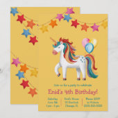 Regenboog Eenhoorn, Ballonnen & Banner Verjaardags Kaart (Voorkant / Achterkant)