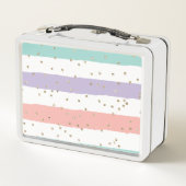 Regenboog Eenhoorn bloemengezicht School Lunch Box (Achterkant)