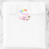 Regenboog Eenhoorn Dab Dans Pose Roze Ijs Donut Ronde Sticker (Tas)