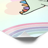 Regenboog Eenhoorn & Dinosaurus Vrienden Verjaarda Perfect Poster (Hoek)