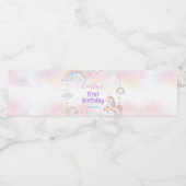 Regenboog Eenhoorn Eerste Verjaardag Water Fles La Waterfles Etiket (Enkel label)