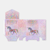 Regenboog Eenhoorn en Confetti op Roze Verjaardag Bedankdoosjes (Uitgevouwen)
