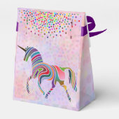 Regenboog Eenhoorn en Confetti op Roze Verjaardag Bedankdoosjes (Achterkant)