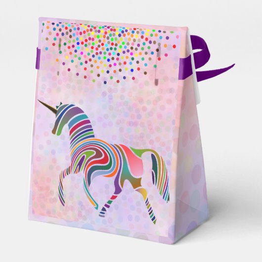 Regenboog Eenhoorn en Confetti op Roze Verjaardag Bedankdoosjes (Achterkant)
