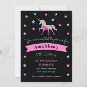 Regenboog Eenhoorn En Sterren Verjaardagsuitnodigi Kaart (Voorkant)