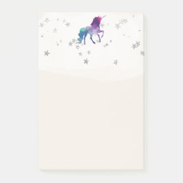 Regenboog Eenhoorn en Zilveren Sterren Post-it® Notes