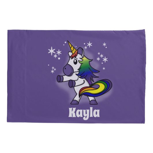 Regenboog Eenhoorn Flossen met Sterrenachtergrond Kussensloop (Achterkant)