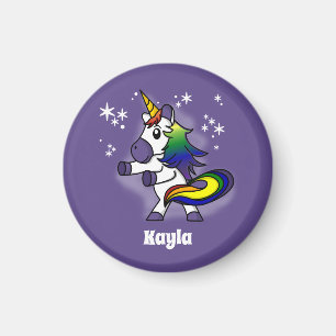 Regenboog Eenhoorn Flossen met Sterrenachtergrond Magneet