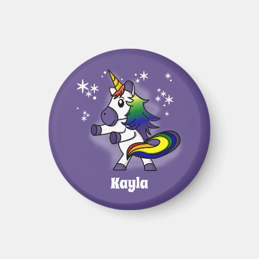 Regenboog Eenhoorn Flossen met Sterrenachtergrond Magneet (Voorkant)