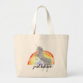 Regenboog Eenhoorn Geloof Grote Tote Bag (Voorkant)