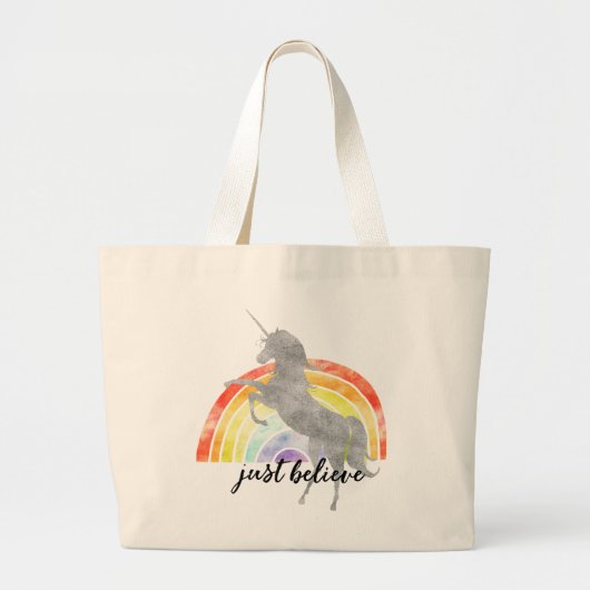 Regenboog Eenhoorn Geloof Grote Tote Bag (Voorkant)