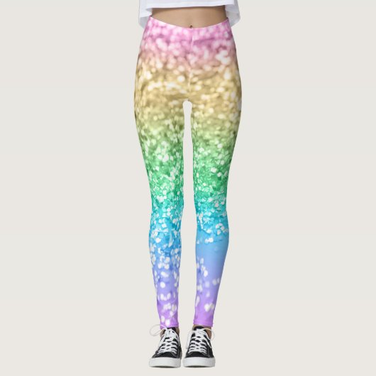 Regenboog Eenhoorn Glitter 2 (Faux Glitter) #paste Leggings (Voorkant)