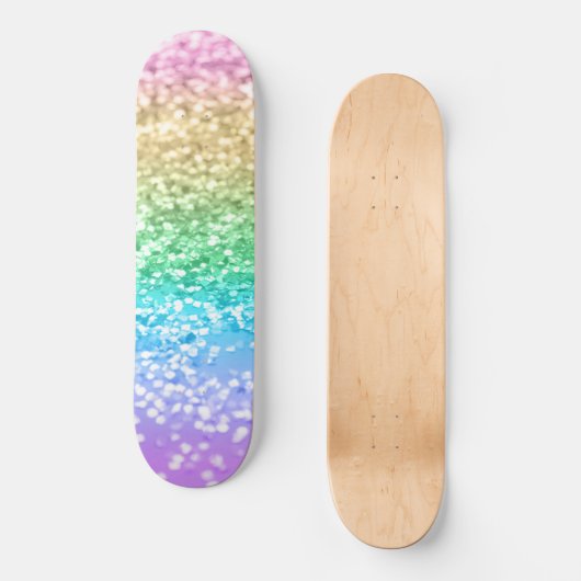 Regenboog Eenhoorn Glitter 2 (Faux Glitter) #paste Persoonlijk Skateboard (Voorkant)