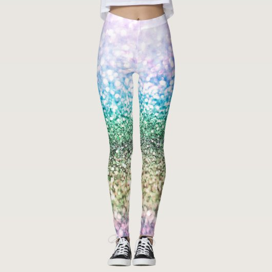 Regenboog Eenhoorn Glitter #3 (Faux Glitter) #past Leggings (Voorkant)