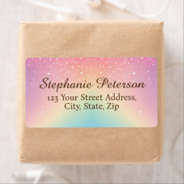 Regenboog Eenhoorn Glitter Verzendadres Etiket