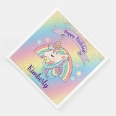 Regenboog & Eenhoorn Gouden Glitter Verjaardag Servet (Hoek)