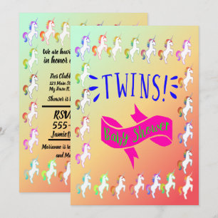 Regenboog Eenhoorn Grens Tweeling Feest Design Kaart