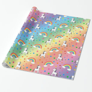 Regenboog eenhoorn harten sterren patroon cadeaupapier