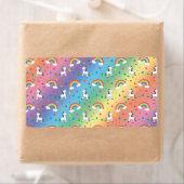 Regenboog eenhoorn harten sterren patroon etiket (Insitu)