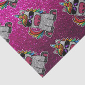 Regenboog Eenhoorn Heet Roze Glitter Verjaardag Wr Tissuepapier (Detail)