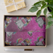 Regenboog Eenhoorn Heet Roze Glitter Verjaardag Wr Tissuepapier (Geschenk)
