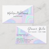 Regenboog eenhoorn holografisch haarsalon kleurblo visitekaartje (Voorkant / Achterkant)