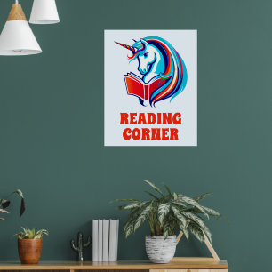 Regenboog Eenhoorn Hoofd Lezen Poster