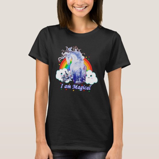 Regenboog Eenhoorn Ik ben Magisch Lachend Gezicht T-shirt (Voorkant)