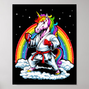 Regenboog Eenhoorn Karate Taekwondo Mma Judo Kinde Poster