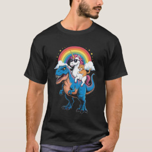 Regenboog Eenhoorn Kat Ridding Dinosaur Ruimte Kit T-shirt