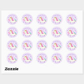Regenboog Eenhoorn Kerstmis Glitter Paarse Ronde Sticker (Vel)