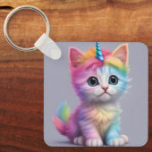 Regenboog Eenhoorn Kitten Sleutelhanger (Voorkant)