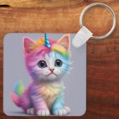 Regenboog Eenhoorn Kitten Sleutelhanger (Achterkant)