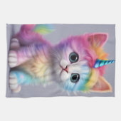 Regenboog Eenhoorn Kitten Theedoek (Horizontaal)