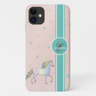 Regenboog Eenhoorn, Kleurrijke Sterren Monogram Case-Mate iPhone Case