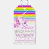 Regenboog eenhoorn kunst baby shower display gesch cadeaulabel (Achterkant)
