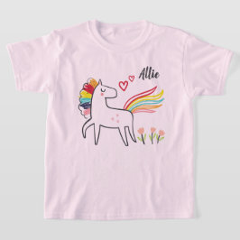 Regenboog Eenhoorn Liefde Aangepaste Naam T-shirt