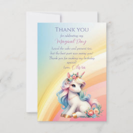 Regenboog Eenhoorn Magisch Moment Meisje Verjaarda Bedankkaart