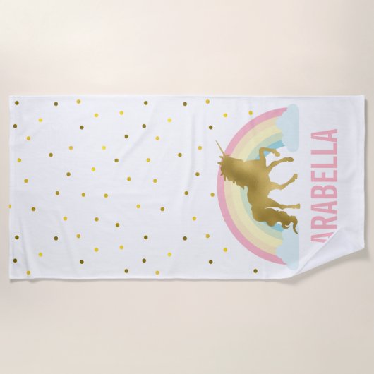 Regenboog Eenhoorn Meisje Strandlaken (Voorkant)