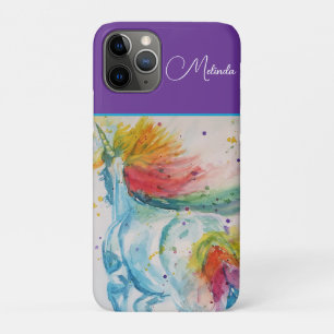 Regenboog Eenhoorn Paarse Waterverf Meisjes Verjaa Case-Mate iPhone Case