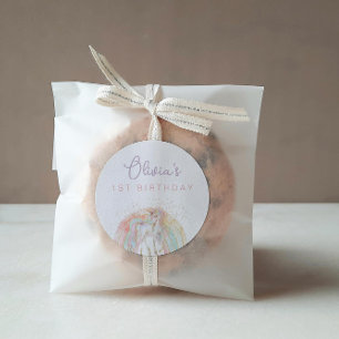 Regenboog Eenhoorn Pastel Verjaardag Ronde Sticker