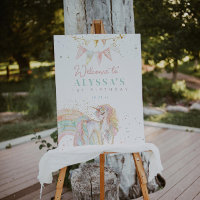 Regenboog Eenhoorn Pastel Verjaardagsfeest Welkom