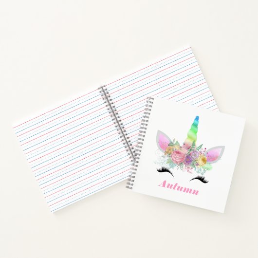 Regenboog Eenhoorn Persoonlijk Aangepast Notitieboek (Binnen)