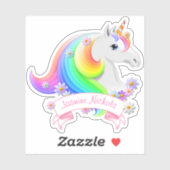  Regenboog Eenhoorn Prinses met Bloemen Sticker (Vel)