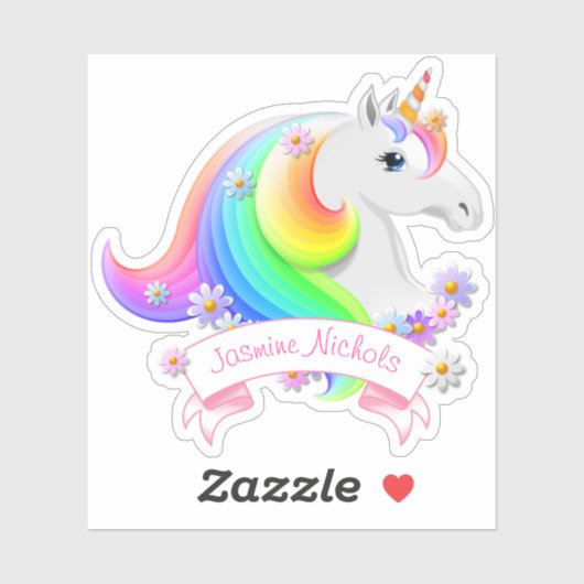  Regenboog Eenhoorn Prinses met Bloemen Sticker (Vel)