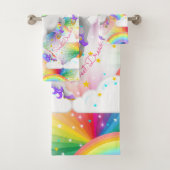 Regenboog Eenhoorn Prinses Starburst Badkamer Bad Handdoek (Insitu)