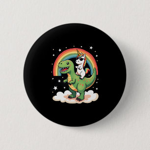 Regenboog Eenhoorn Ridder T rex - Dinosaur Boys Gi Ronde Button 5,7 Cm
