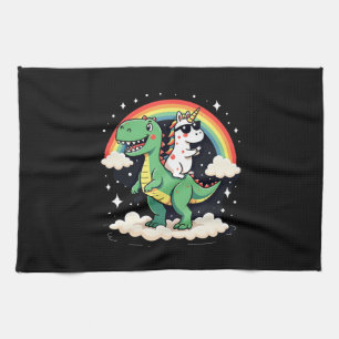 Regenboog Eenhoorn Ridder T rex - Dinosaurussen Jo Theedoek
