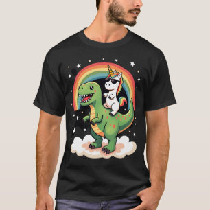 Regenboog Eenhoorn Ridding T rex - Dinosaurus Jong T-shirt